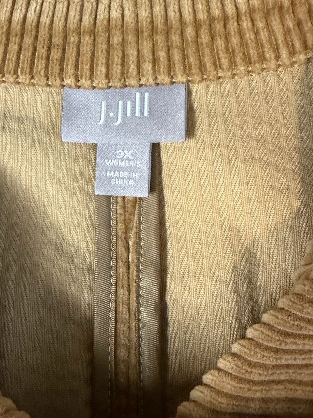 J. Jill Corduroy Button-Front Jacket Camel Color Mid Thigh Length Women’s 3X - Picture 8 of 10